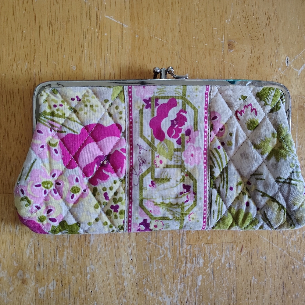 Vera Bradley Pink and Green Quilted Clutch